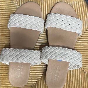 Nicole Miller Braided Cream Slide Sandals